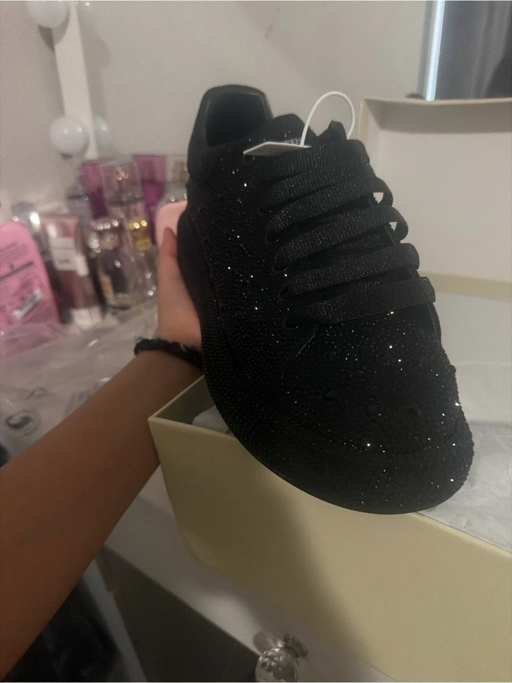 Alexander McQueen Black Sparkle Platform Sneaker